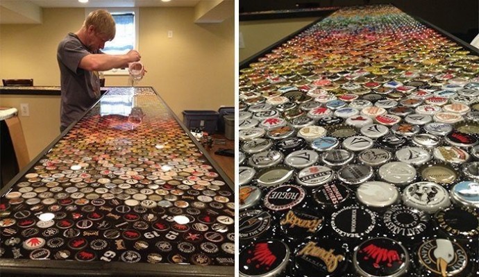 Man Collects Bottle Caps For 5 Years To Redo His Kitchen, And Here’s The Result Man Collects Bottle Caps For 5 Years To Redo His Kitchen, And Here’s The Result