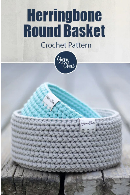 DIY Herringbone Round Basket