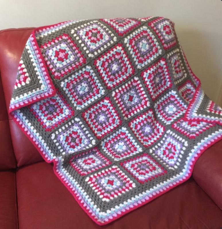 Magic Pink Granny Square Blanket