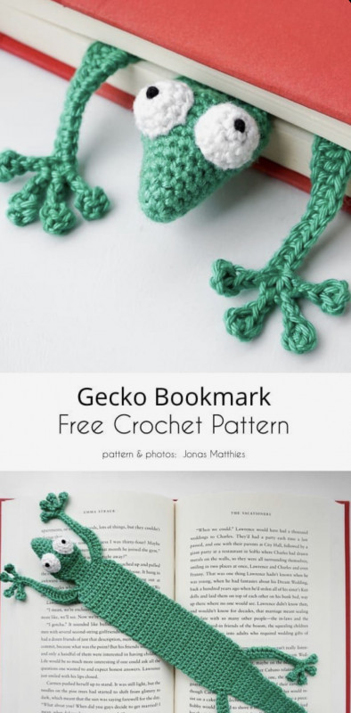 DIY Crochet Gecko Bookmark