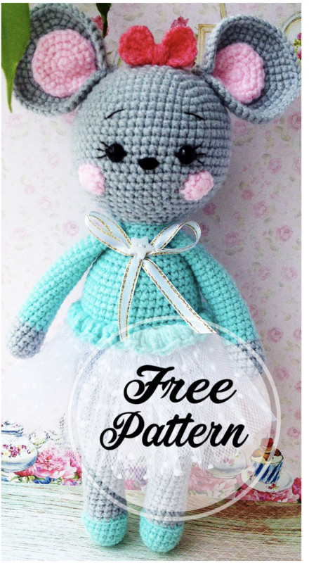 Very Cute Green Colored Amigurumi Mouse Girl